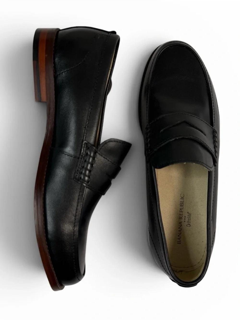 Banana Republic Men's Black Leather Penny Loafers Size 9 NWOB